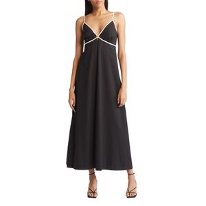 Rails Jessa Cutout Maxi Dress Adjustable Straps Contrast Trim Black White M NWT